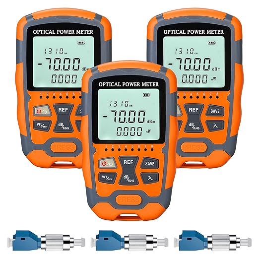 Duogalia 3-Pack Fiber Optic Tester Portable Fiber Light Power Meter -70~10dBm, SC/FC/ST Universal Interface Built-in 10Km Fault Detector with FC to LC Adapter