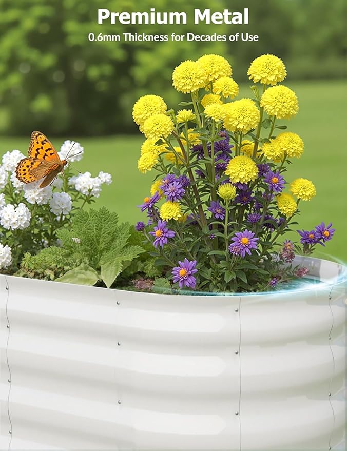 4x2x2ft Galvanized Raised Garden Bed, Durable Outdoor Planter Box, Spacious Raised Bed Ideal for Growing Vegetables, Fruits, and Flowers, Easy Assembly, Beige