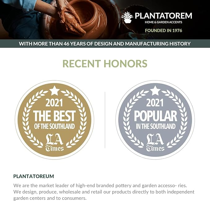 PLANTATOREM Medium High Diamond Planter Set of 3 - Falling Aqua Elegant Ceramic Pots with Drainage - Durable Indoor Outdoor Use - Matte Finish - 18" Diameter, 26" Height for Creative Arrangements