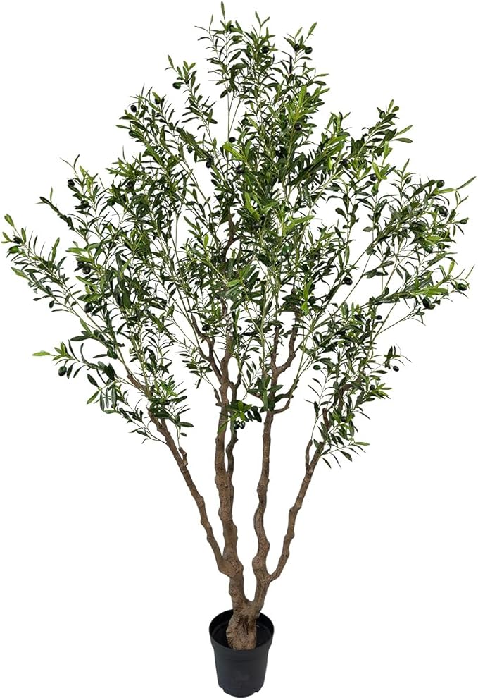 AfanD Artificial Olive Tree Tall,Faux Olive Tree Indoor Artificial Tree for Modern Home Office Living Room Floor Decor Indoor (1, 8ft 1in)