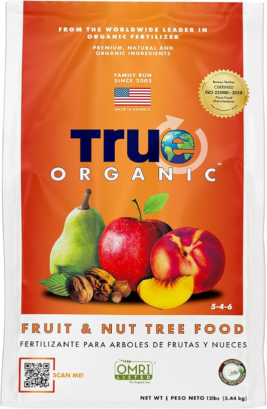 True Organic Fruit & Nut Food – Organic Fertilizer for Productive Tree Growth – Prevent Blossom End Rot – 12lb Bag Covers 210 Sq. Ft.