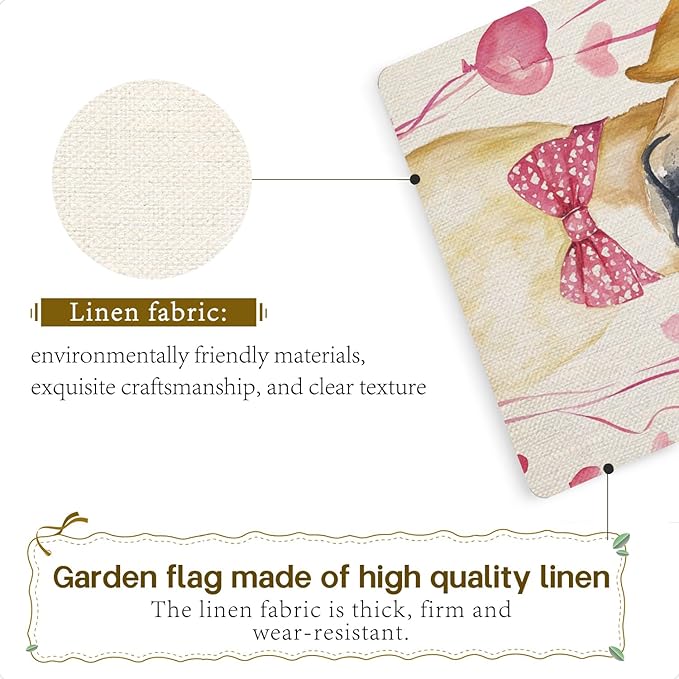 Valentine's Day Labrador Retriever Hello Love Garden Flag, House Yard Plaid Love Heart Outside Decoration, Spring Holiday Wedding Anniversary Outdoor Small Decor 12x18(12631)
