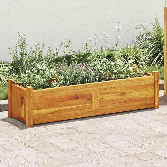 vidaXL 39.4 X 11.8 X 9.8 Durable Acacia Wood Raised Bed in Brown