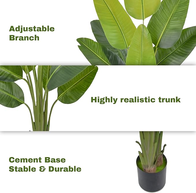 Artificial Bird of Paradise Tree 7.2FT(86in) Tall Faux Plant with Realistic 13 Leaves, Fake Tropical Floor Potted Artificial Plants for Home Office Living Room Indoor Decor (7.2feet,1Pack)