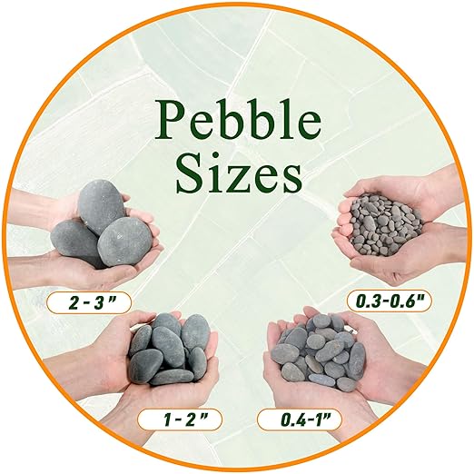 Quibbay 5 lbs Mexican Beach Pebbles, 0.4-1 Inch Natural River Rocks for Indoor Plants Vase Fish Tank Aquarium Fountain, Decorative Stone for Landscaping Garden Paving Walkways Backyard, Grey