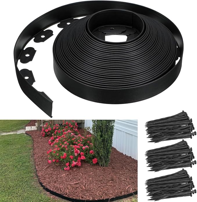 69FT Landscape Edging, 2IN Tall Garden Edging Borders with 105pcs Stakes,Flexible Lawn Edging Border Kit,Mini Plastic Fence for Yard Flowerbeds,Grass