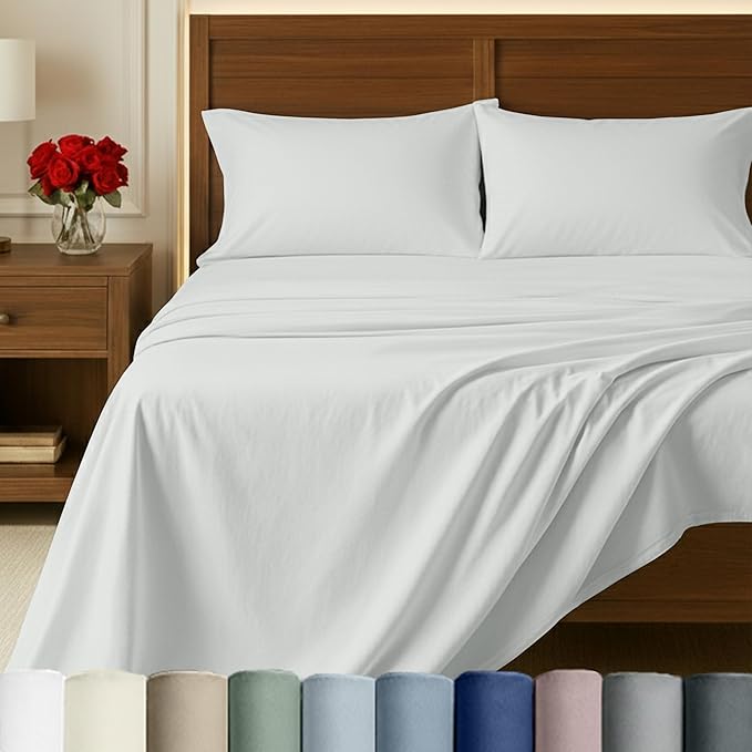 California Design Den 100% Egyptian Cotton Bed Sheets - Certified Authentic Luxury King Sheets Set with Deep Pockets, Soft Sateen, Breathable and Durable Luxury Bedding Set - Ivory
