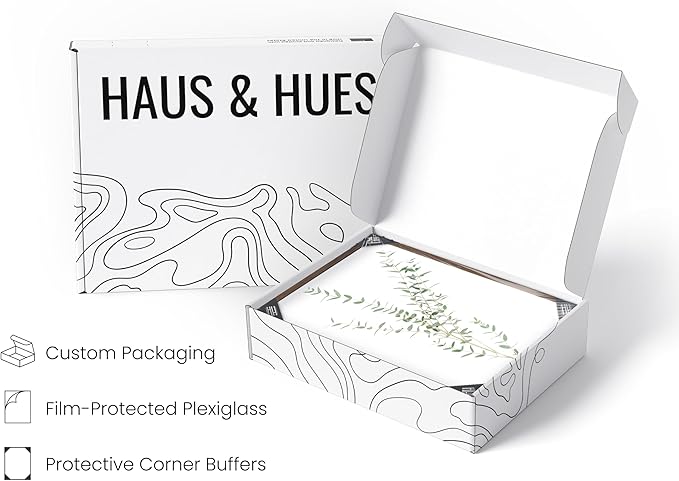 HAUS AND HUES Botanical Plant Wall Art - Set of 4 Prints, Floral Kitchen Decor, Eucalyptus Wall Art, Green Botanical Poster (Walnut Frame, 8x10)