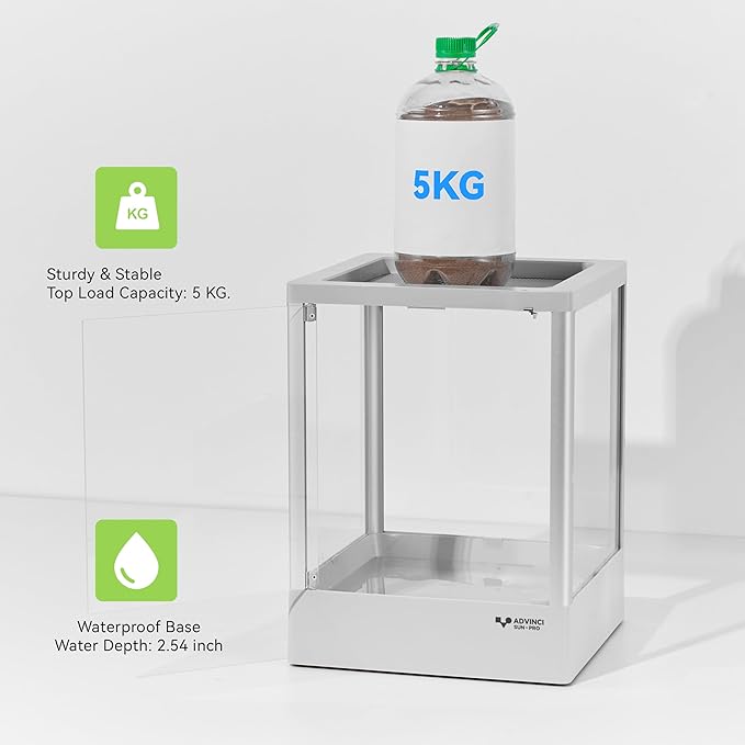 Reptile Glass Terrarium 7.9"x7.9"x11.8" 3.2 Gallon Knock-Down | Dual-Locking Security | Mesh Ventilation | Durable Aluminum Frame | Modern Design
