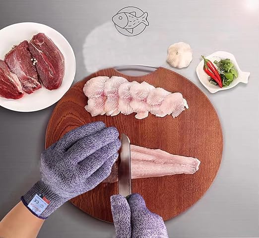 Cutting Gloves, 2 Pairs of Cut Resistant Gloves Food Grade, Cut Resistant Gloves for Kitchen, Oyster Shucking, Fish Fillet Processing, Carving Wood and Gardening(Small-Violet)