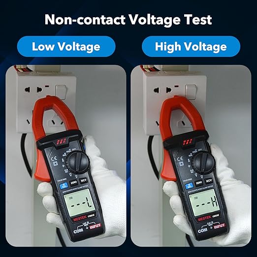 Digital Clamp Meter, MESTEK Multimeter Voltage Tester TRMS 6000 Counts Auto-ranging Amp Volt Ohm Meter with NCV, Measures AC/DC Current, Voltage, Capacitance, Resistance, Diodes, Continuity, Live Wire