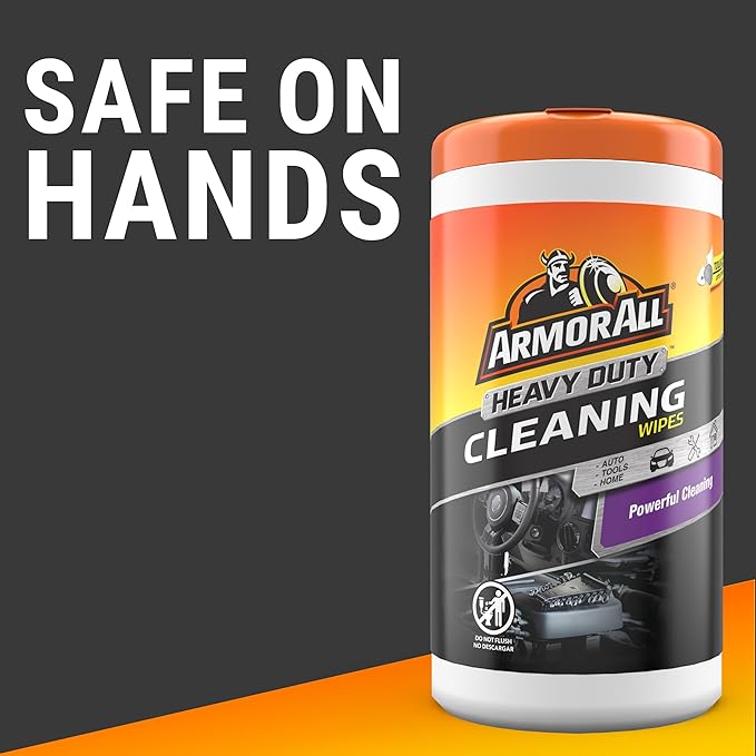 Armor All Heavy Duty Car Cleaning Wipes, 25 Count Canister, Interior Car Wipes, Also Great for Tools, Car Parts and Lawn Care Equipment