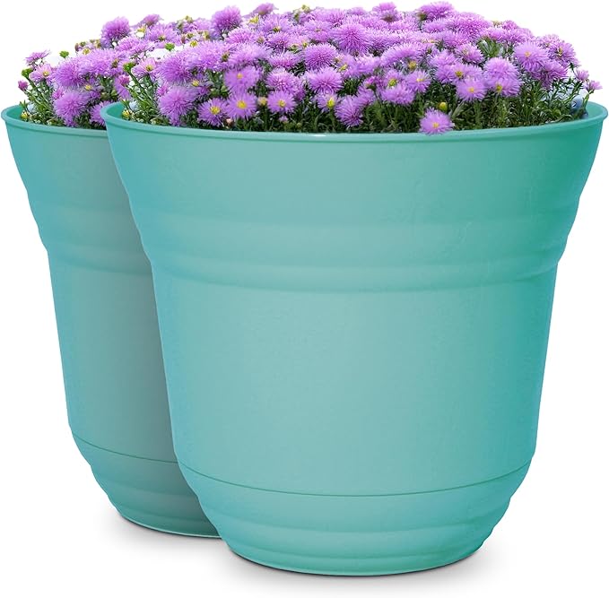 Headwind Traverse Planters – 7" 2 Pack Plastic Plant Pot in Surf Light Blue - Indoor & Outdoor Pots for Plants with Drainage - Decorative Plant Pot, Flower Pots Outdoor for Garden by Robert Allen
