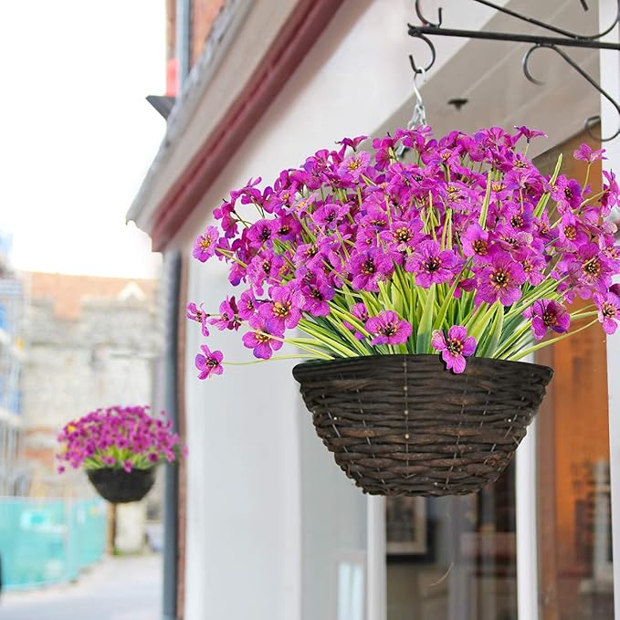 JEMONG 20 Bundles Artificial Flowers Outdoor UV Resistant Fake Flowers No Fade Faux Plastic Plants Garden Porch Window Box Decorating(Purple)…