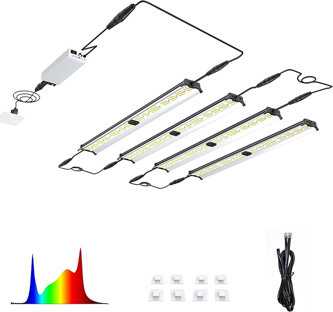 FARMLITE Grow Light Bars Full Spectrum Led Grow Lamps Grow Lights for Indoor Plants Dimmable Daisy Chain for Grow Lights Supplemental Lighting for Grow Tent (240watts)