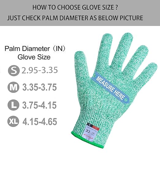 Cut Resistant Gloves, 2 Pairs of Food Grade Cut Resistant Gloves, Cutting Gloves for Kitchen, Oyster Shucking, Fish Fillet Processing, Carving Wood and Gardening(Small-Green)