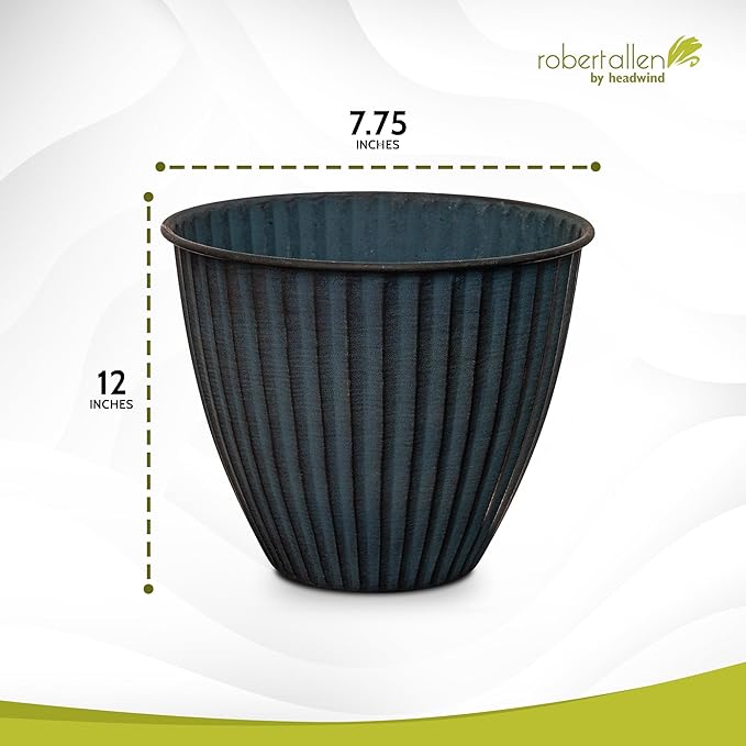 Headwind Monroe Natural Ironstone Collection - 12 Inch Ocean Blue Plant Pot – for Succulent Pots, Flower Pot, Planters for Indoor Plants & Outdoor Planter Pots for Plants by Robert Allen