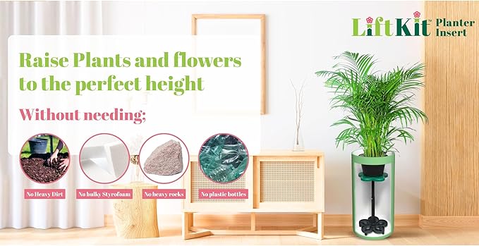 Lift Kit Planter Insert Tall Column Plant Riser Fill Bottom of Tall Flower Pots and Large Plant Containers | Indoor and Outdoor (11-17" Rise, 10" Base, 10" Top)