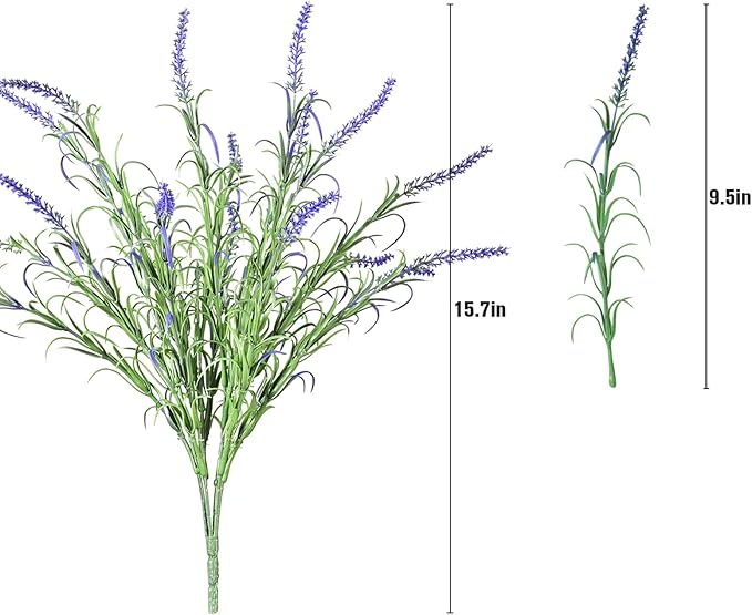 HIFORESTAR UV-Resistant Artificial Lavender Flowers – Certified Fade-Proof Outdoor Decor – Realistic Purple Fake Plants Faux Greenery for Patio, Garden, and Landscaping