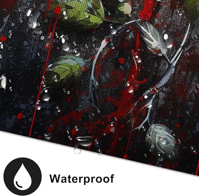 FUNHUA Vintage Rose Painting Canvas Wall Art Black And White Red Rose Flower Ink Painting Picture for Home Office Living Room Bedroom Bathroom Framed Ready to Hang 12x16 Inches
