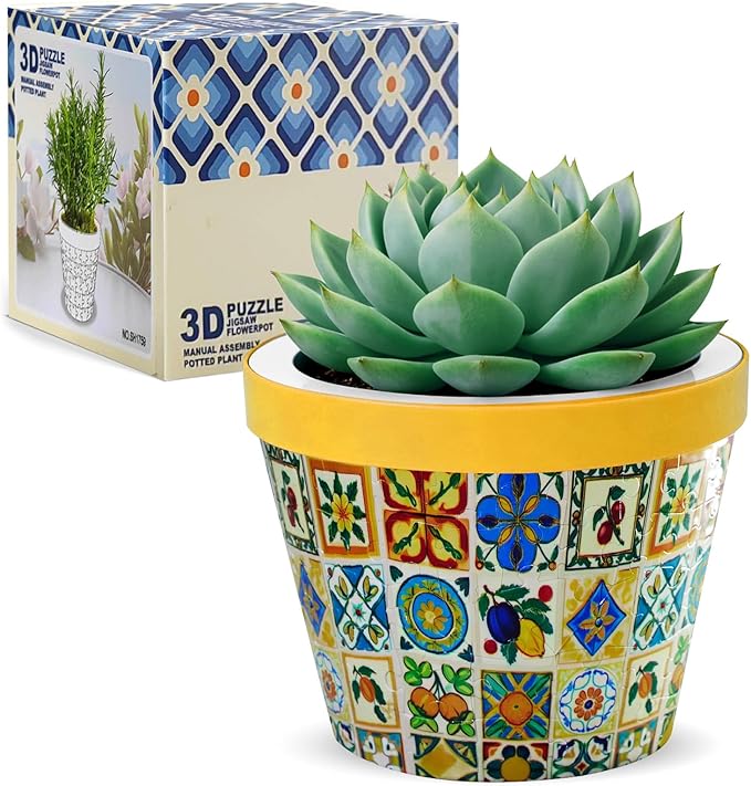 MYLARREN 3D Puzzle Planter, 152 Pcs 3D Puzzle Vases for Adults, Flowers, Small Cute Indoor Plant Pot, Arts and Crafts for Kids 4-6, Adults, Girls, Unique Flower Vases(Grid)