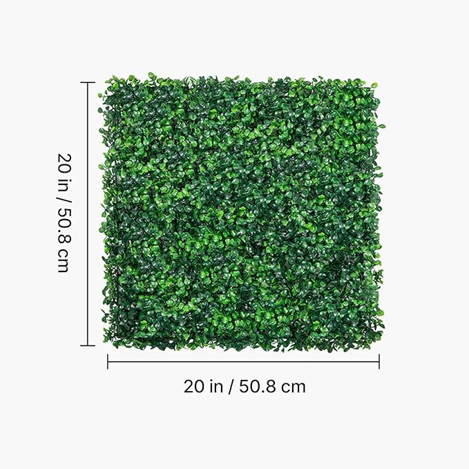 VEVOR 12PCS Artificial Boxwood Panels, 20 x 20 inch Boxwood Hedge Wall Panels Artificial Grass Backdrop Wall, 1.6 in Sun Protected Privacy Hedge Screen for Indoor Outdoor Garden Fence Backyard