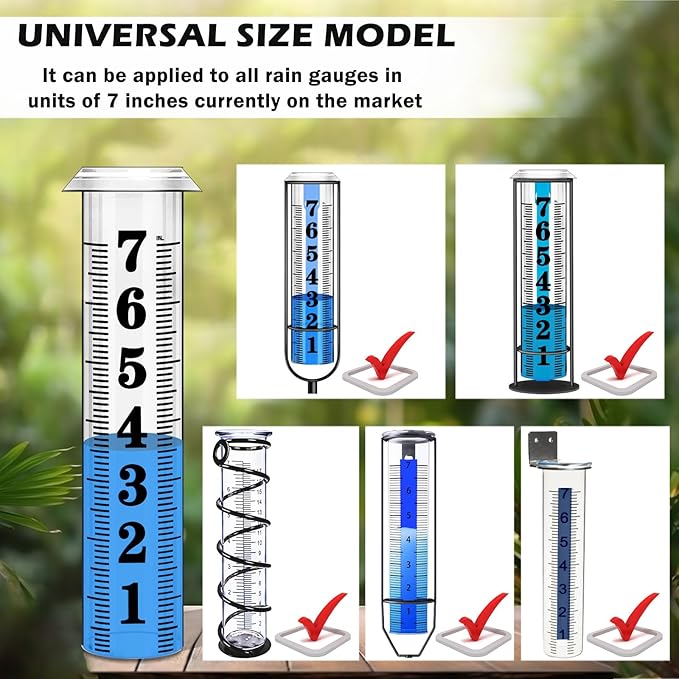 Rain Gauge Replacement Tube,Accurate 7 inch Capacity Rain Gauge Tube,Upgraded Rain Gauge Outdoors Best Rated ,Plastic Rain Meter Tube For Yard,1 Rainfall Measure Thickened Tube with 1 Clean Brush