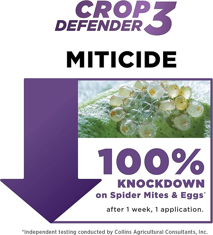 Grower's Ally Crop Defender 3 - Ready-to-Use Miticide, Insecticide, Fungicide Control for Plants - OMRI Listed Natural Garden Safe Spray for Powdery Mildew, Spider Mites, Russet Mite Killer - 24 Oz