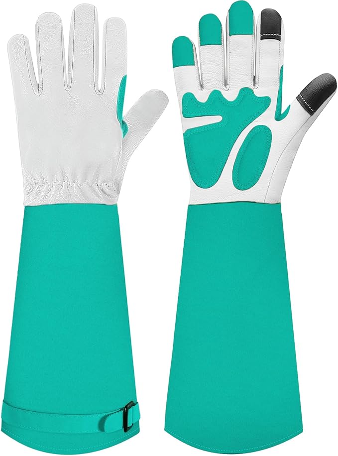 SLARMOR Long-Gardening-Gloves for Women/Men - Thorn Proof Rose Pruning Gloves Heavy Duty Gauntlet, Best Garden Gifts for Gardener-S