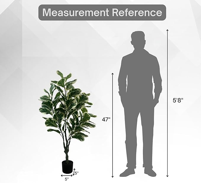 XBrand 47.2-Inches Artificial Ficus Tree in Pot for Indoor Outdoor Home Office Store, Great Housewarming Gift