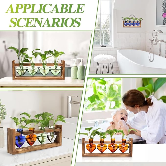 CYZglass Plants Propagation Stations Plant Terrarium Kit for Bathroom Glass Planters for Indoor Plants Bathroom Decor Accessories - Relax Soak Unwind Breathe