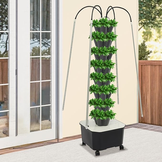 Hydroponic Growing System, 40-Plant Vegetable Planter Tower with LED Light, Outdoor Indoor Garden Vertical Planter Germination Kit with Water Pump & Intelligent Water Circulation for Gardening Lover