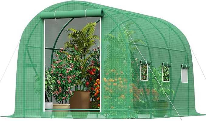 12x7x7 FT Greenhouse, Outdoor Walk-in GreenHouses with Screen Windows and Dual Zippered Door, Portable Waterproof Green Houses Tent for Outside Heavy Duty with Reinforced Frame #2