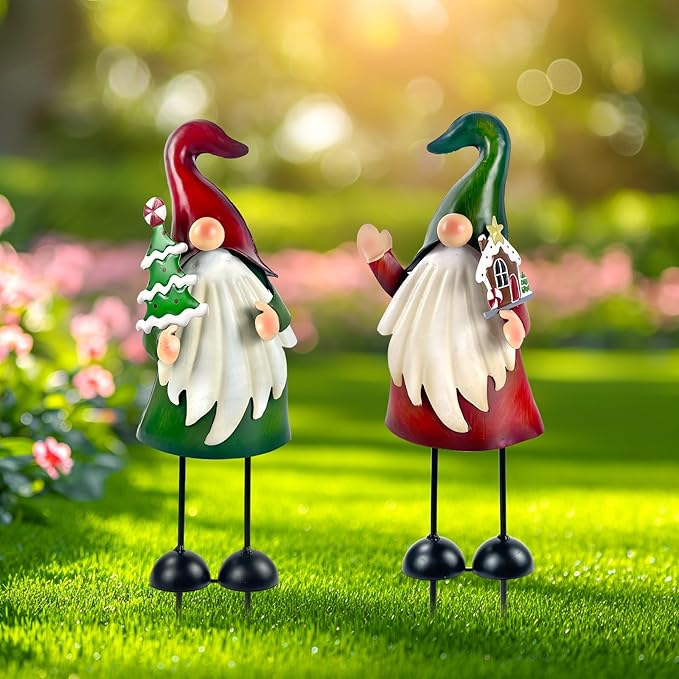 HONGLAND Outdoor Christmas Decorations Gnomes Decorative Garden Stakes, Unique Thanksgiving Gifts for Outside Garden Decor Yard Lawn Porch Party-18 Inch