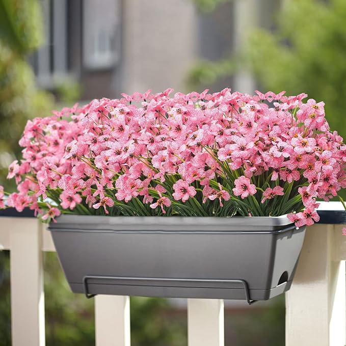 Grunyia 20 Bundles Artificial Flowers, Outdoor Indoor UV Resistant Fake Flowers No Fade Faux Plastic Plants Garden Porch Window Box Decoration