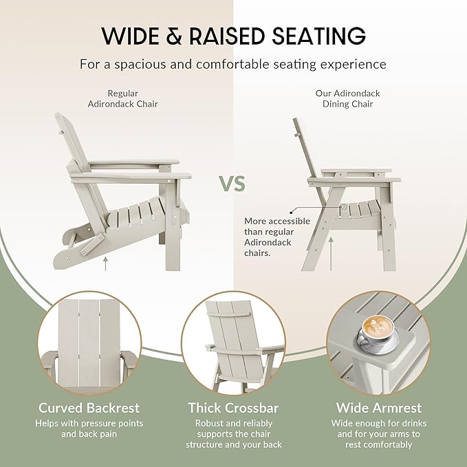 WestinTrends Ashore Outdoor Patio HDPE Plastic Modern Adirondack Dining Chair Sand