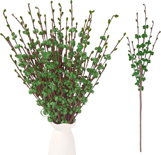 10 Pcs Long Stem Artificial Jasmine Flowers Fake Flower Dry Branches for Home Office DIY Floral Art Plant Wedding Living Room St Patrick's Day Table Centerpieces Vase Decoration
