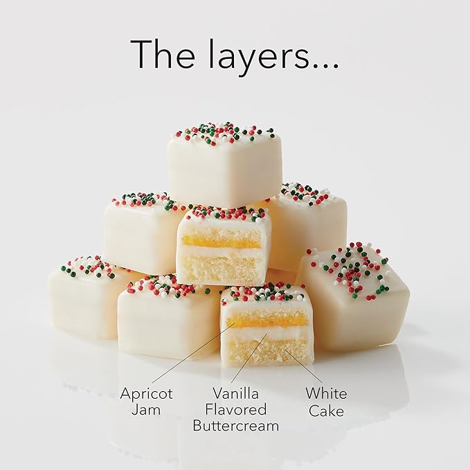 The Swiss Colony I Tried Petits Fours Cakes - Gourmet Cake Assortment with Chocolate, Jam, Layer Cakes - Holiday Dessert Gift for Christmas - (Pack of 36)
