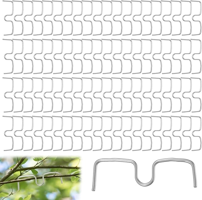 100 Pcs Fruit Tree Branch Puller, Stainless Steel Plant Tying Machine, Branch Spreader Shaping Tools New Plum Tree Open Angle Bending Clip for Orchards Bending Tool, M Size-4.14 Inch