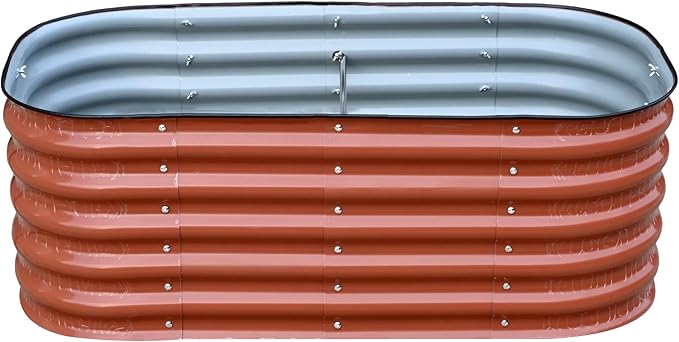Raised Metal Garden Beds, Galvanized Steel, 47x24 inches, 2 Heights Available, Garden Green or Terra Cotta (Copper Brown, 47.2" × 23.6" × 17")