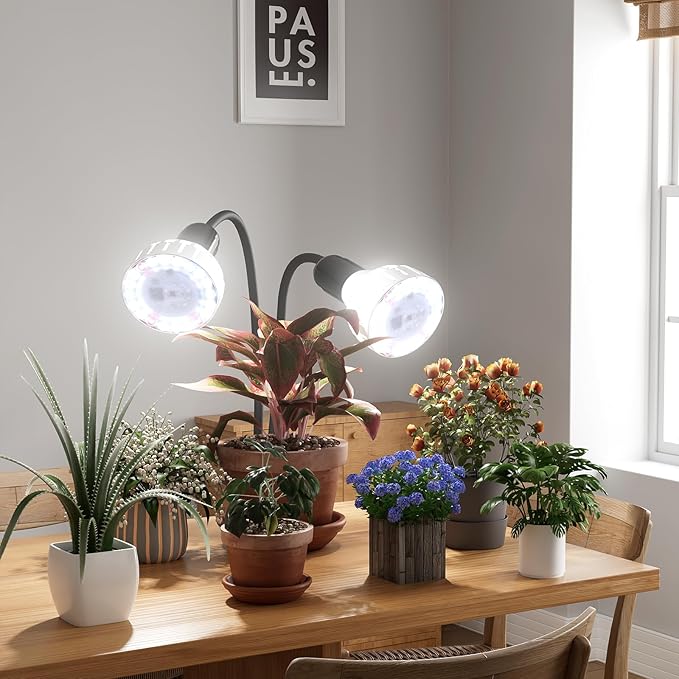 GooingTop Grow Light,24W (160Watts Equiv) 5000K White Full Spectrum LED Growing Lamp Clip on Desk for Indoor Plants,Bulbs Replaceable & Non-dimmable