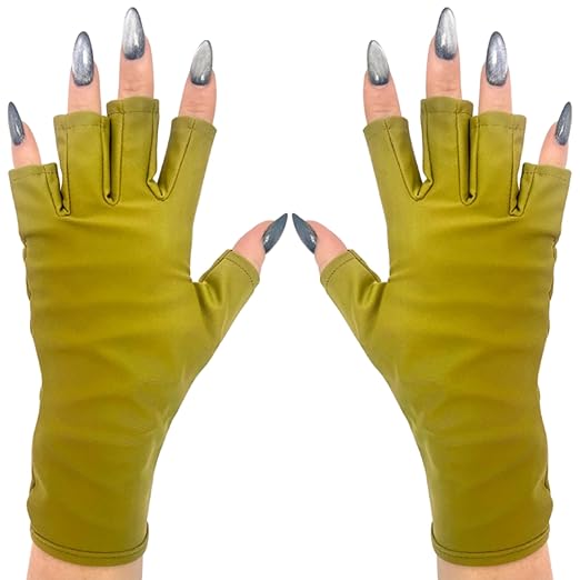 ManiGlovz -The Original Dermatologist Recommended UPF 50+ UV Protective Manicure and Sunblock Fingerless Gloves, Sun Protection, Driving and Gel Manicure Gloves in Khaki