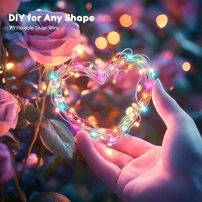 Minetom 6 Pack Pastel Fairy Lights - 7ft 20 LED Waterproof Battery Operated String Lights for Easter Day Decor DIY Crafts Wedding Table Centerpieces, Pastel