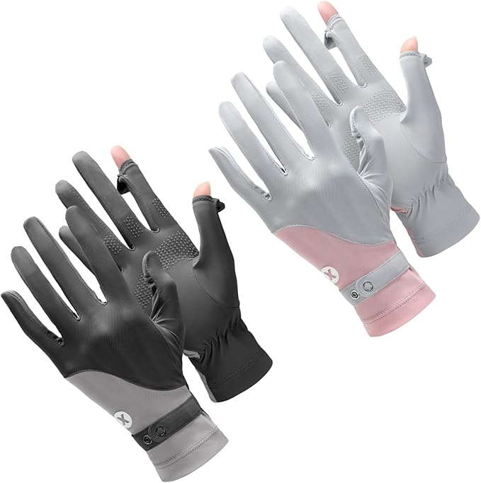 Loopeer 2 Packs Women Sun Protection Driving UV Gloves Full Finger Touchscreen Non Slip Breathable Summer Outdoor Gloves
