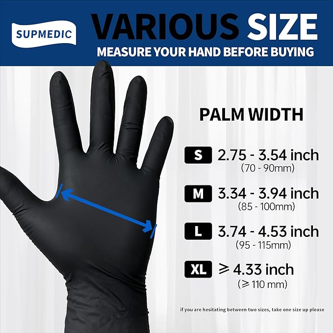 Medical Soft Max™ Black Nitrile Disposable Gloves, 100 Pcs, Latex-Free & Powder-Free Food Safe Food Prep Exam Gloves
