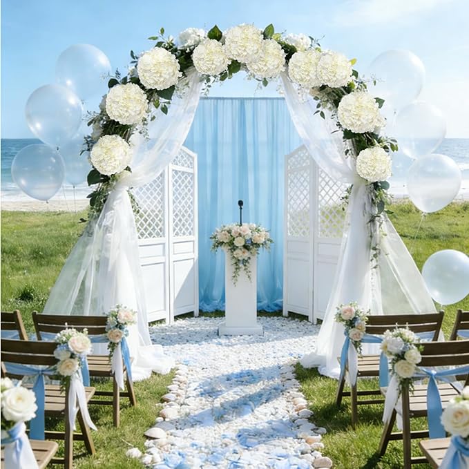 3Pcs 21 Inch White Faux Hydrangea Flowers, 3D Moisturizing Real Touch Latex Fake Flowers with Stems, for Wedding Bouquets Home Table Centerpieces Party Decor (White)