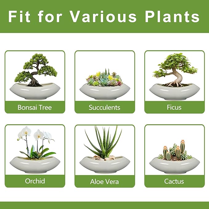 Teagas Bonsai Pots 18 Inch - Ceramic Succulent Pots with Drainage Hole Decorative Plant Pot Indoor Large Outdoor Planter Modern Flower Pot for Home Garden Room Decor Gray