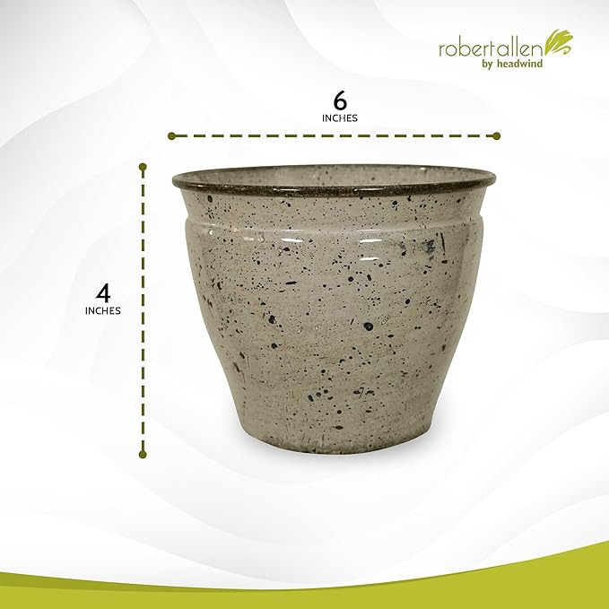 Headwind Riverside Collection – 6" Chamois Glazed Decorative Plant Pots Indoor with Drainage & Outdoor - Modern Flower Pot Weather-Resistant Lightweight Planter by Robert Allen