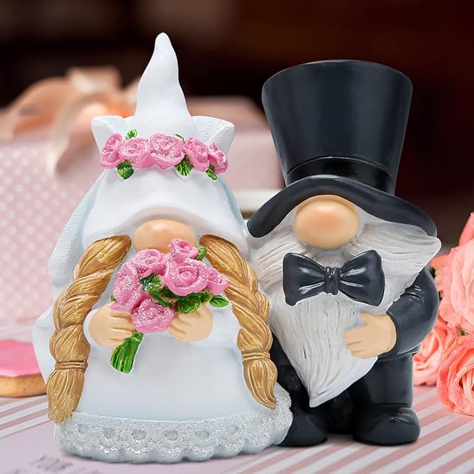 Hodao Couple Gnome Decoration Handmade Couple Scandinavian Elf Ornaments Wedding Celebration Figurines Decor Sweet Anniversary Day Home Table Decor