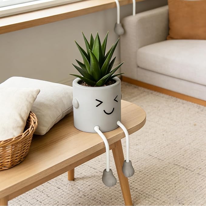 guowanpp Cute Artificial Fake Plants Mini Succulents Plants in pots for Desk Decorations Bathroom Desk Shelf Potted Plants Office Faux Small Plants Decor Accessories 1PCS